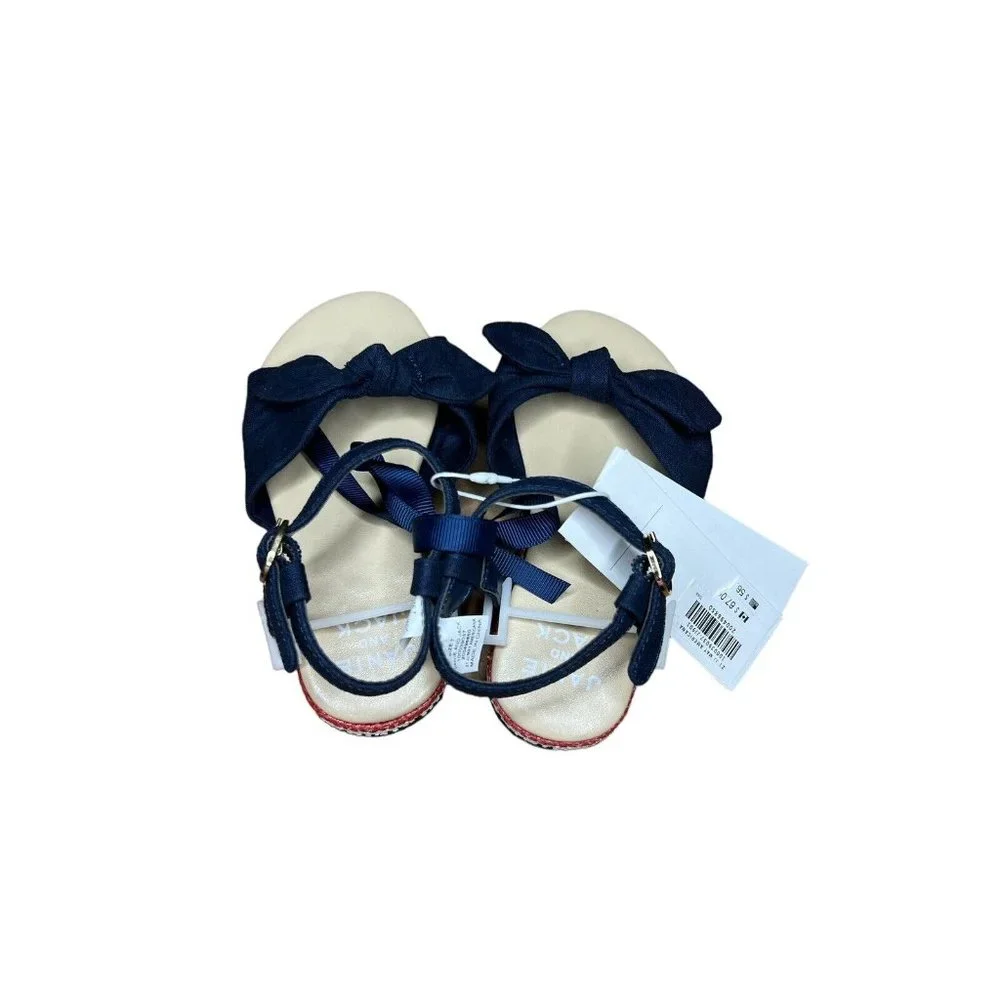 NWT Janie And Jack Toddler Girls Navy/White/Coral Sandals Size 7 ($56)